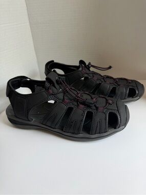 Khombu Ashley Womens Sport Sandals Black Adjustable Outdoor Hiking 9M